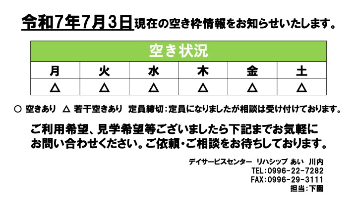 7月空き状況