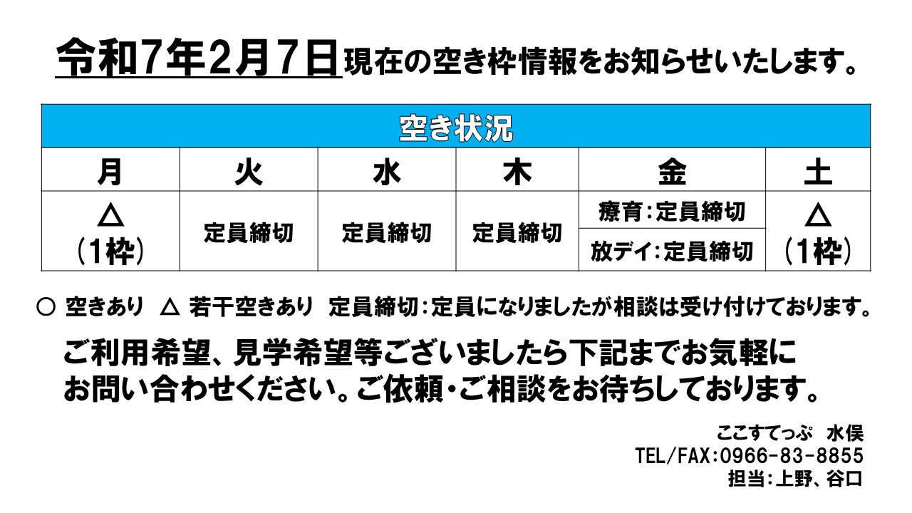 2月空き状況