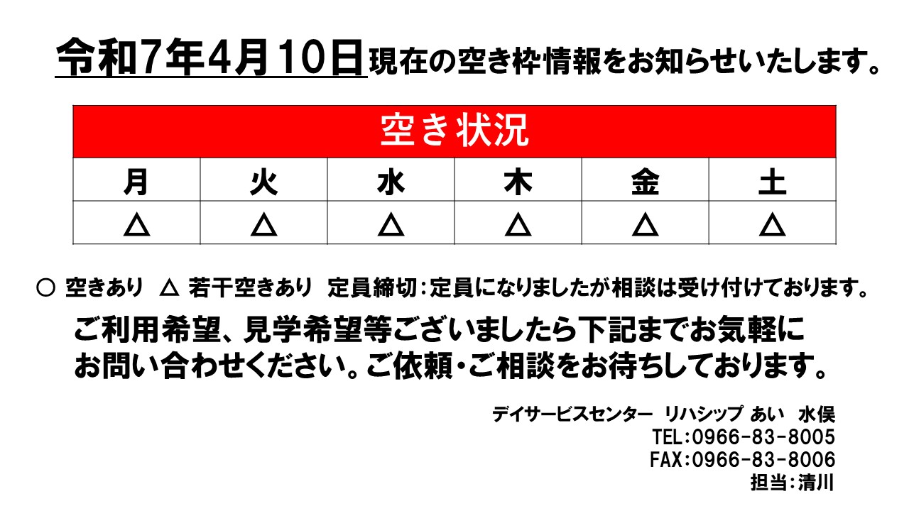 4月空き状況