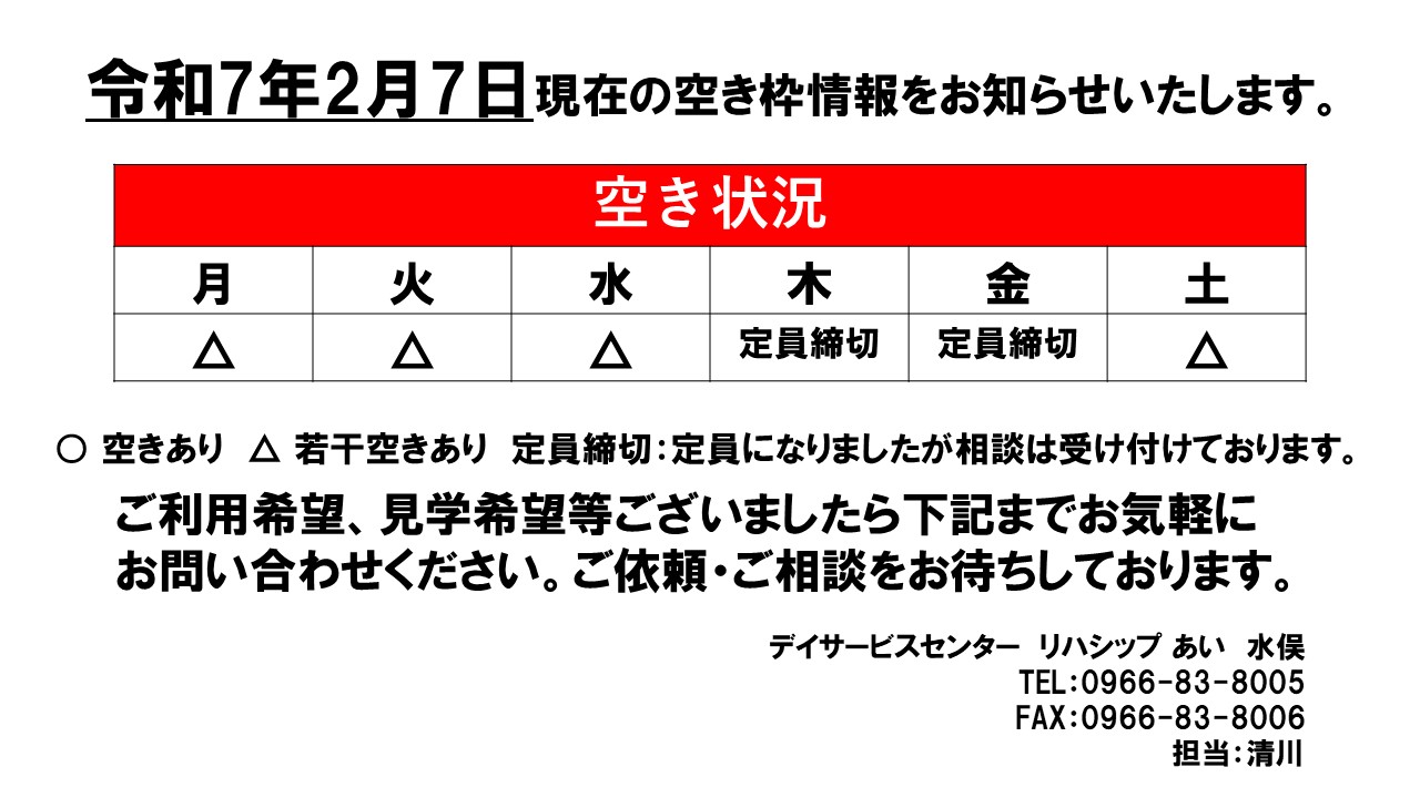 2月空き状況